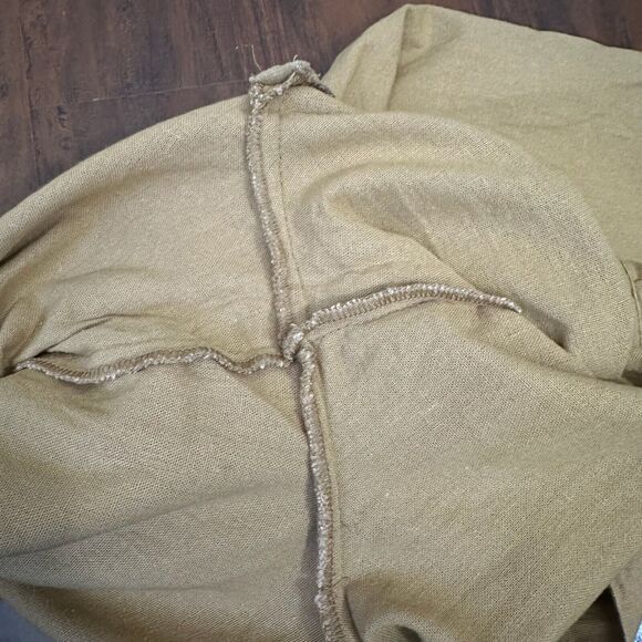 GILLIA Wide Leg Pants Camel Tan Cropped High Rise Shell Button Front - Picture 8 of 14